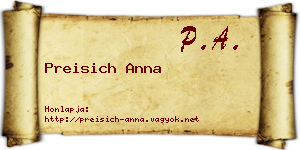 Preisich Anna névjegykártya